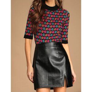 NWT Intimately Free People Womens M Winter Warmer Bodysuit Black Motif Floral